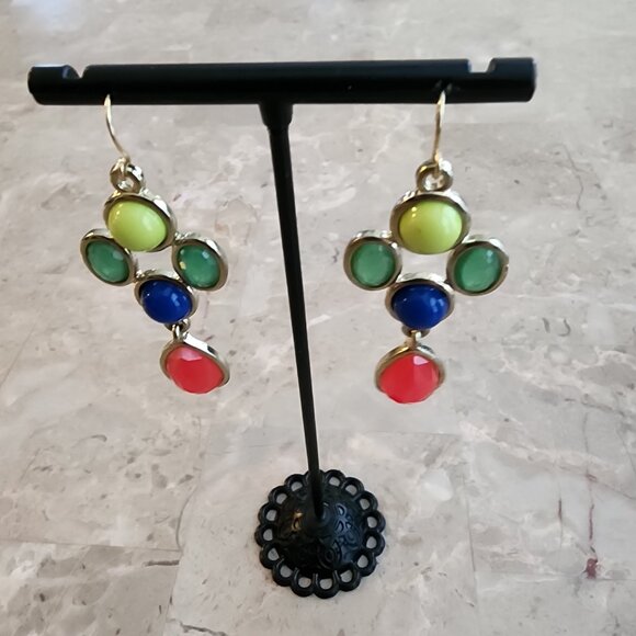 Stony Multi-Colored Beaded Dangle Earrings - Picture 4 of 5